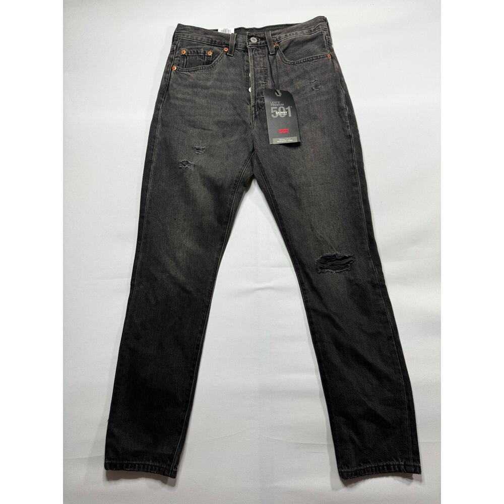 NWT Levi's 501S Women's Distressed Skinny Black Jeans - Size 26x28 (28x28)*